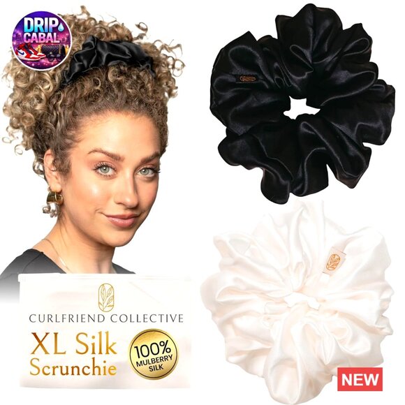 Oversized Mulberry Silk Scrunchies No-Damage Hair Ties Curly Hair Accessories main image 7